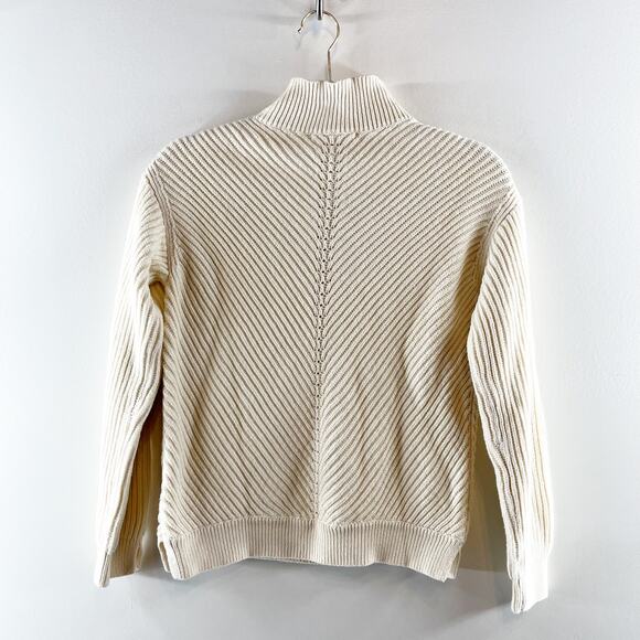 Marine Layer Skylar Mock Neck Knit Wool Blend Pullover Sweater Cream XS - Picture 7 of 8